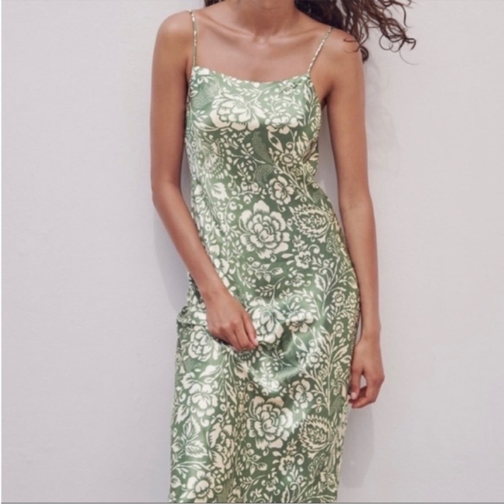 Zara Silk Pattern Slip Dress